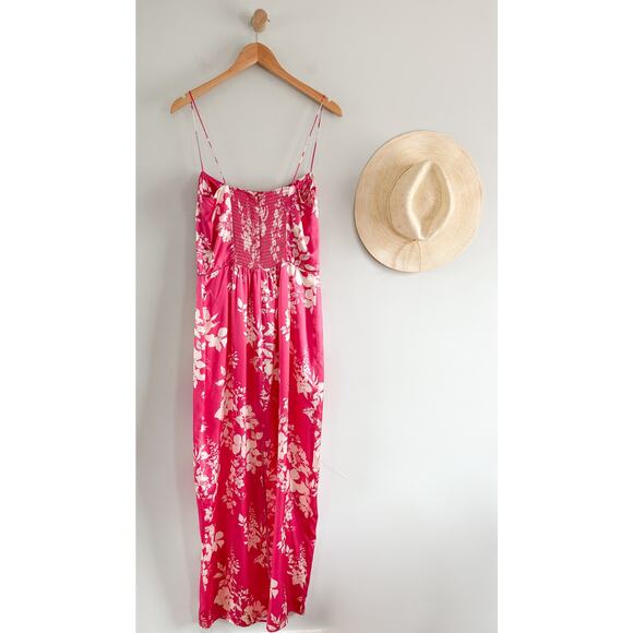 Reformation | NWT | Frankie Silk Dress | Hothouse Pink/Cream Floral | Sz 10 - Picture 5 of 12